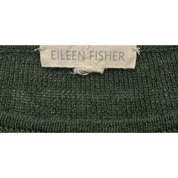Eileen Fisher Green Linen Nylon Blend Knit Top Womens Pull Over Semi Sheer READ - Picture 6 of 11